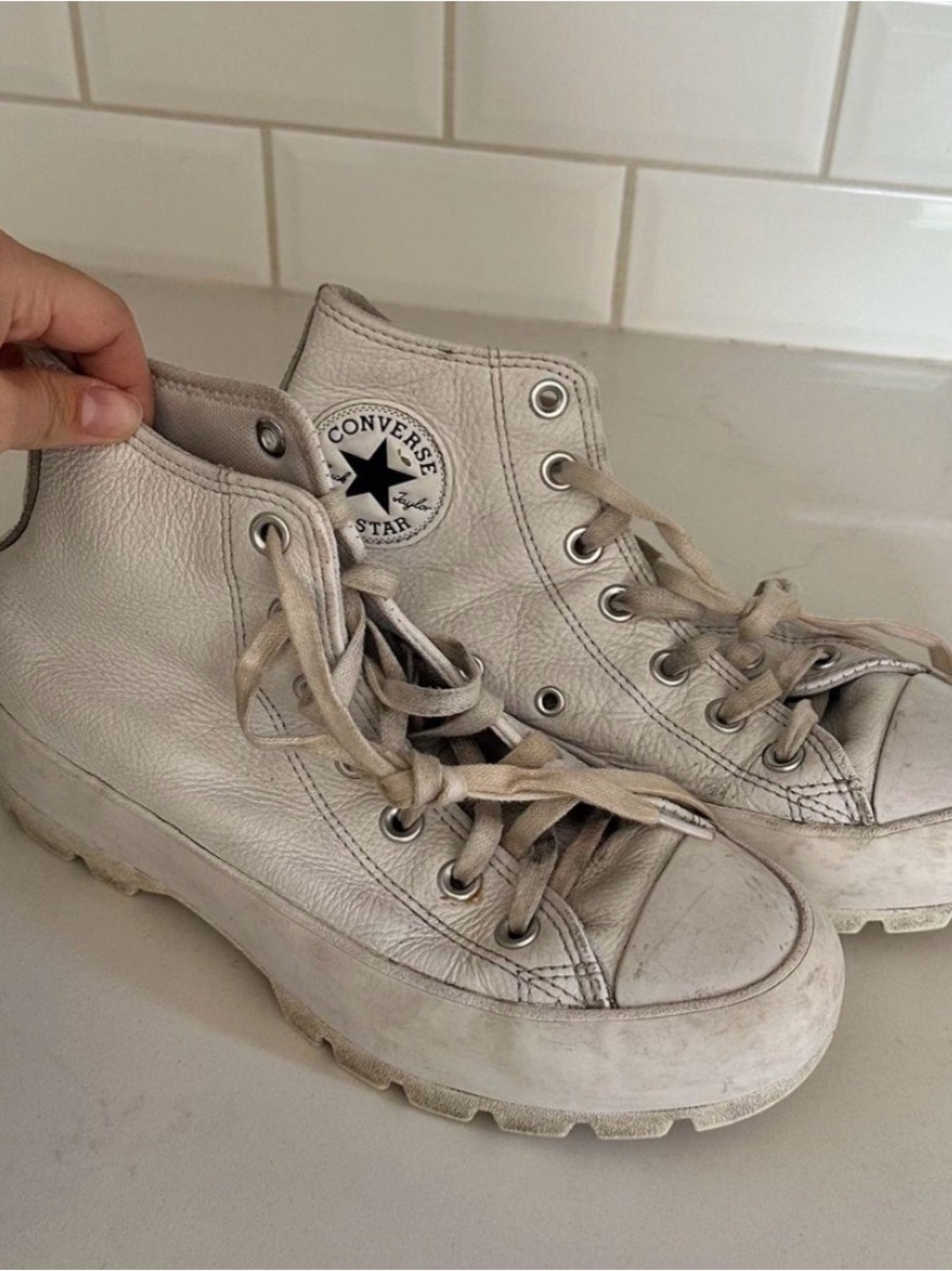 Converse White Leather High-Top Sneakers